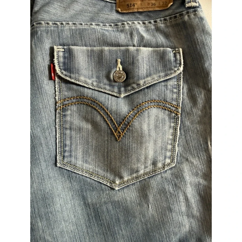 Levis 514‎ The Original Men's Jeans 36x32 Slim Straight Blue Denim